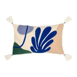 SEMA DESIGN Housse De Coussin Brodée écru Et Indigo 50x30cm - Funny