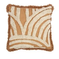SEMA DESIGN Housse De Coussin Brodée écru Et Ocre 45x45cm -terre Brulée
