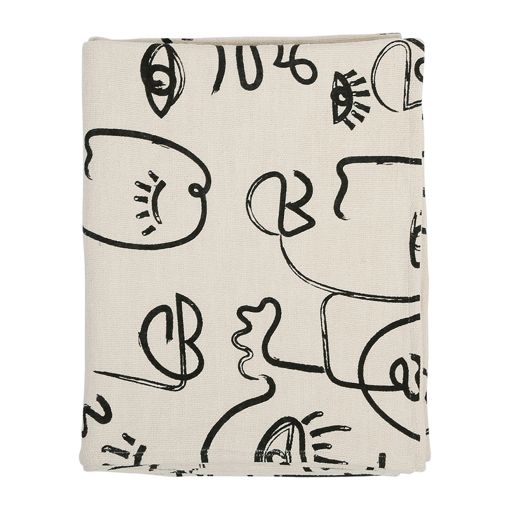 SEMA DESIGN Plaid Visage écru Et Noir En Coton - Terre Brulée 3 SEMA DESIGN Plaid Visage écru Et Noir En Coton - Terre Brulée