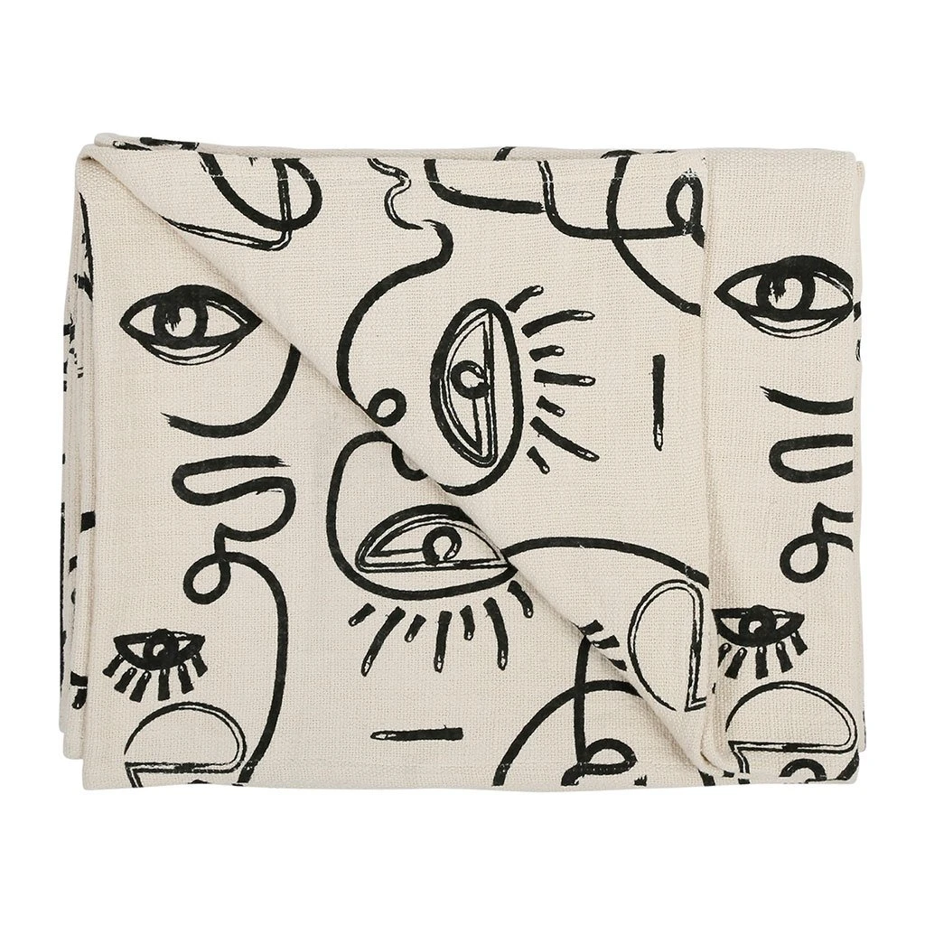 SEMA DESIGN Plaid Visage écru Et Noir En Coton - Terre Brulée 4 SEMA DESIGN Plaid Visage écru Et Noir En Coton - Terre Brulée – Image 2