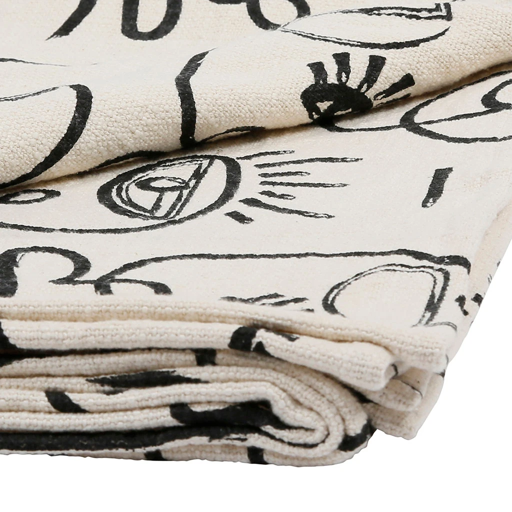 SEMA DESIGN Plaid Visage écru Et Noir En Coton - Terre Brulée 5 SEMA DESIGN Plaid Visage écru Et Noir En Coton - Terre Brulée – Image 3