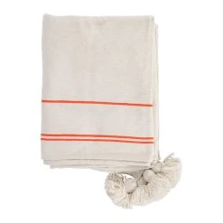 SEMA DESIGN Plaid Rayé Blanc Et Orange 170x130cm - Belle Vie