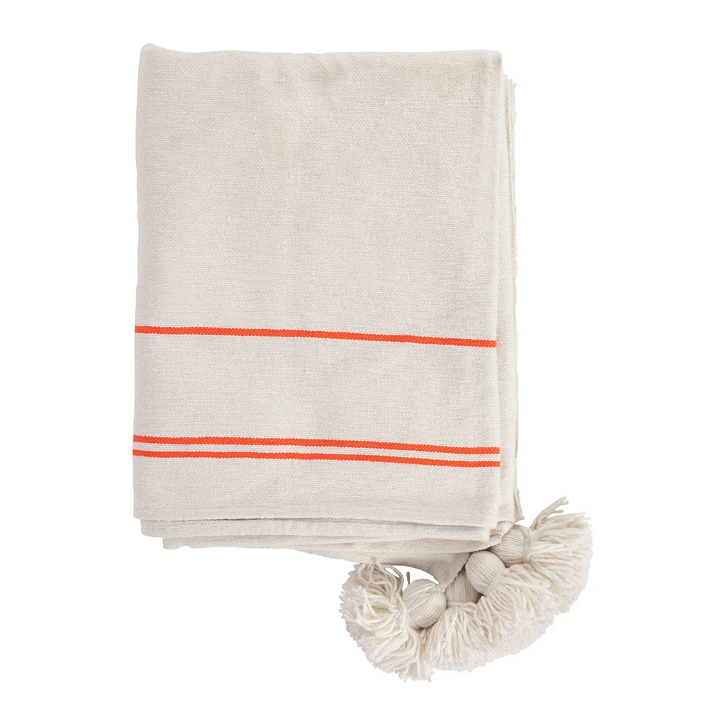 SEMA DESIGN Plaid Rayé Blanc Et Orange 170x130cm - Belle Vie 3 SEMA DESIGN Plaid Rayé Blanc Et Orange 170x130cm - Belle Vie