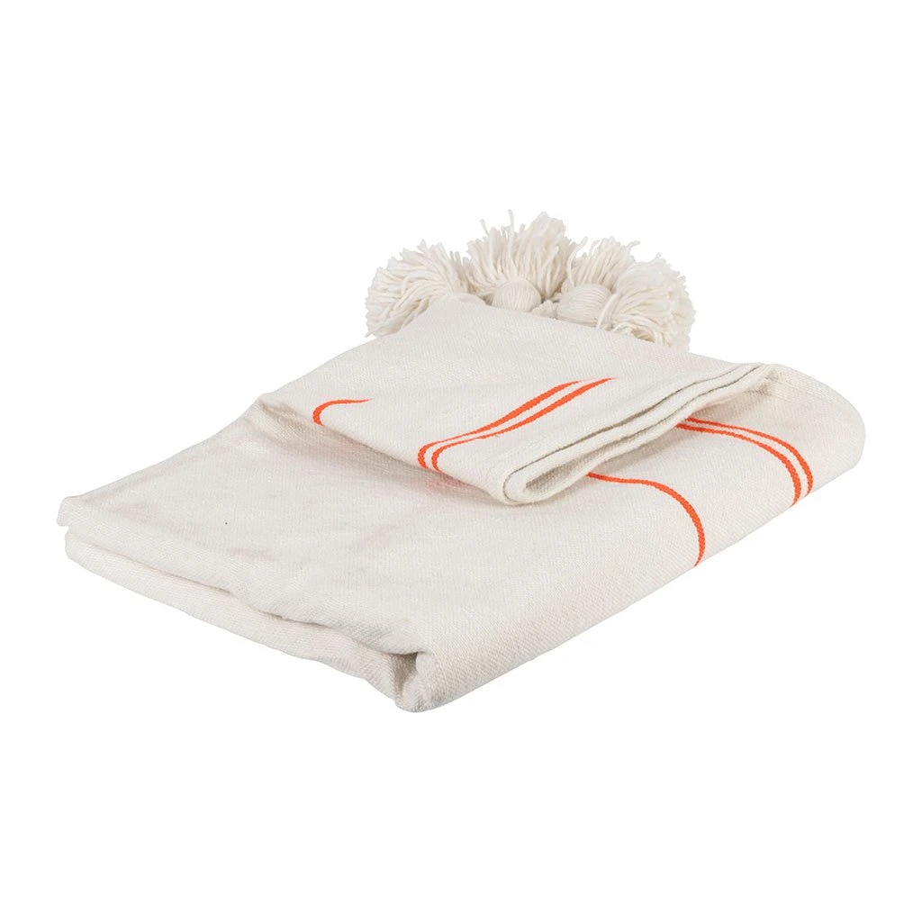 SEMA DESIGN Plaid Rayé Blanc Et Orange 170x130cm - Belle Vie 6 SEMA DESIGN Plaid Rayé Blanc Et Orange 170x130cm - Belle Vie – Image 4