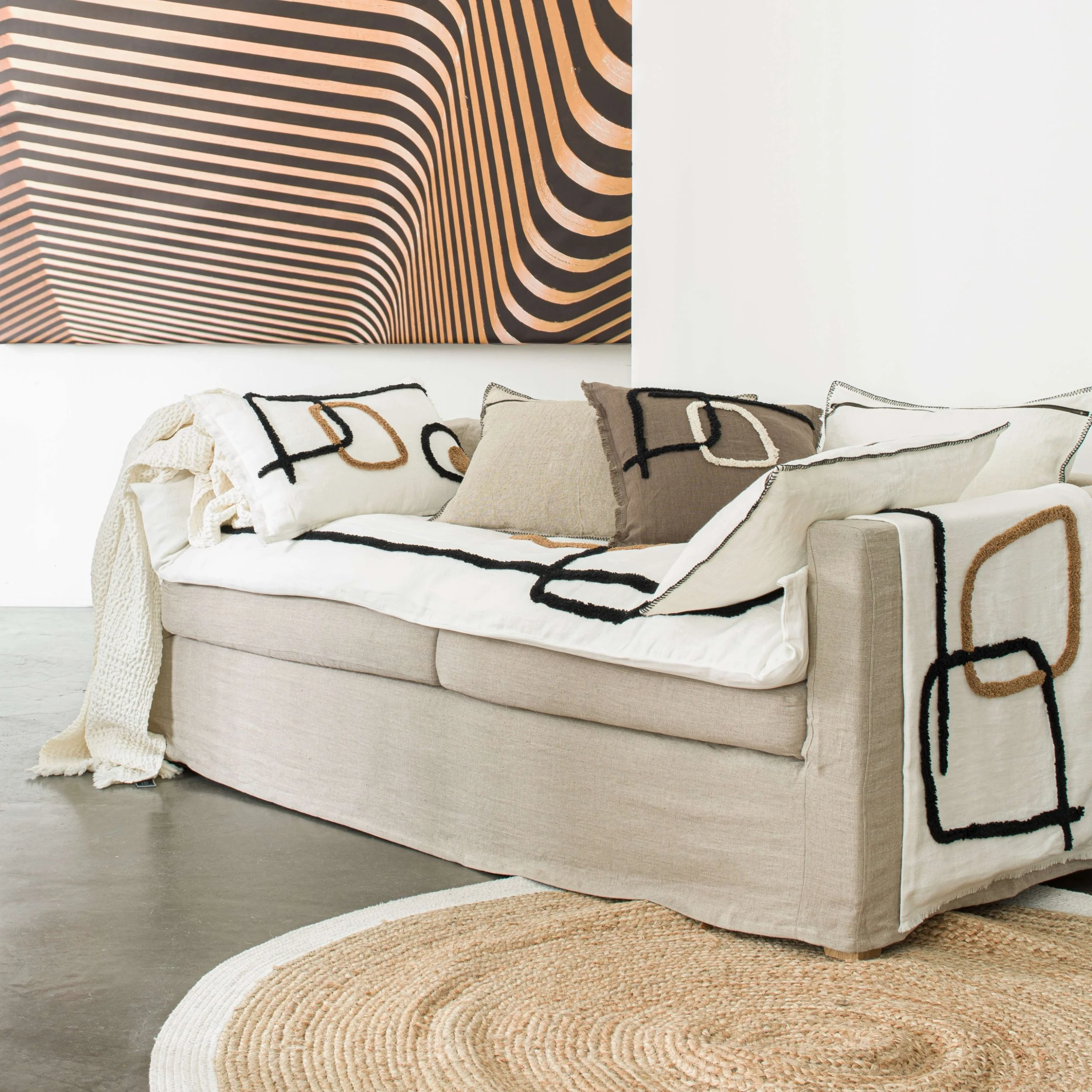 HARMONY HAOMY Coussin Tikri Brownie 45x45cm 1 Face Coton/1 Face Lin 7 HARMONY HAOMY Coussin Tikri Brownie 45x45cm 1 Face Coton/1 Face Lin – Image 5