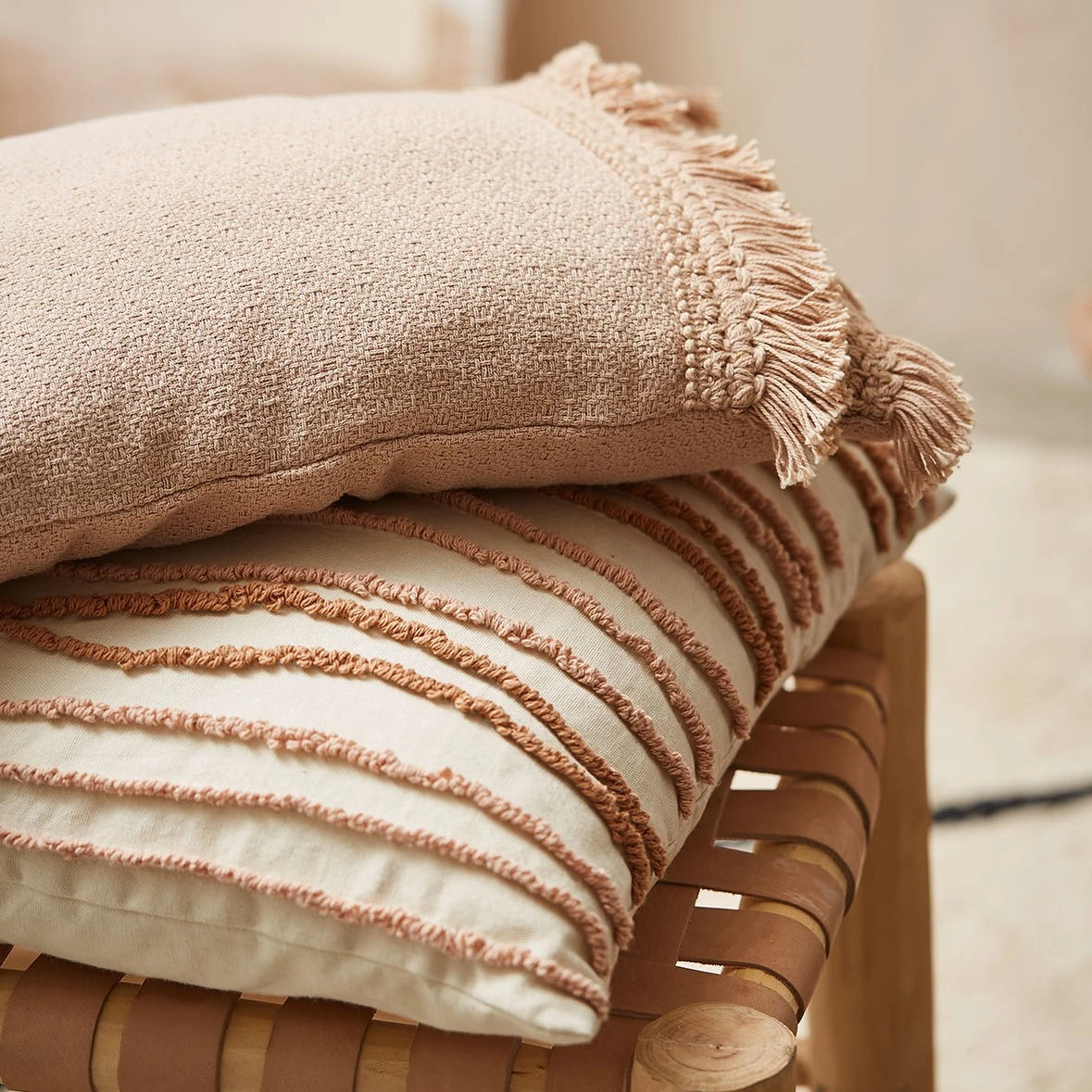 SEMA DESIGN Housse De Coussin Amerida Nude 50x30cm Coton 6 SEMA DESIGN Housse De Coussin Amerida Nude 50x30cm Coton – Image 4